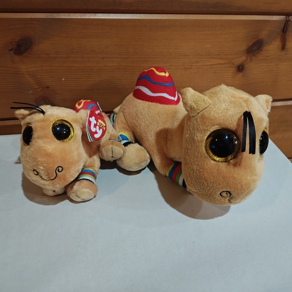 Ty Other - Set of 2 Ty Beanie Babies 12" & 8" JAMAL‎ the Camel Plush Heart Tags VelveTy